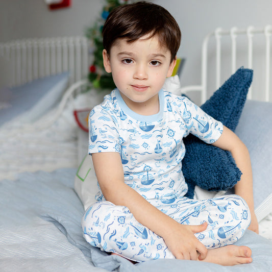 Blue Nautical 2-piece Pajama Set