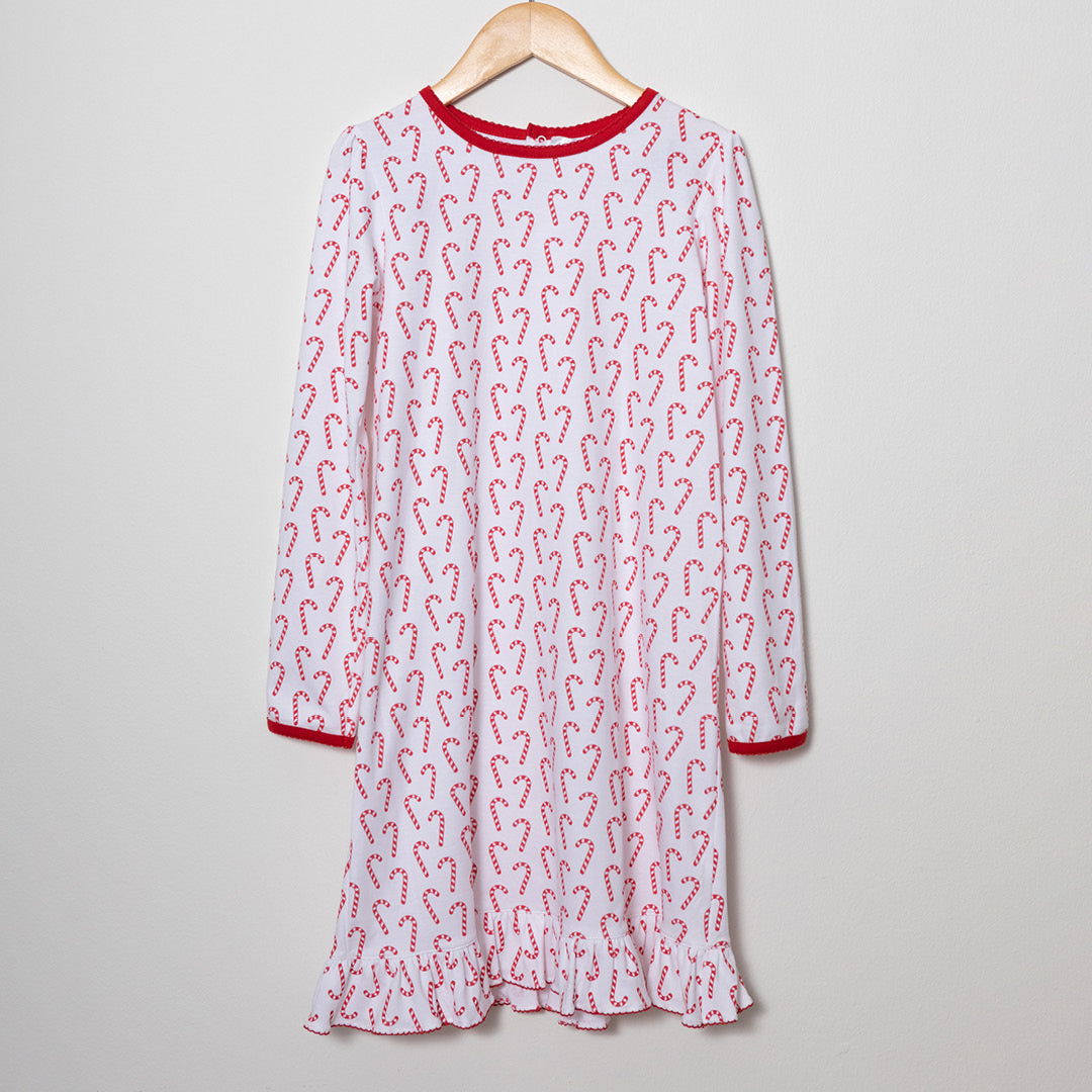 Candy Canes Long Sleeve Pajama Dress