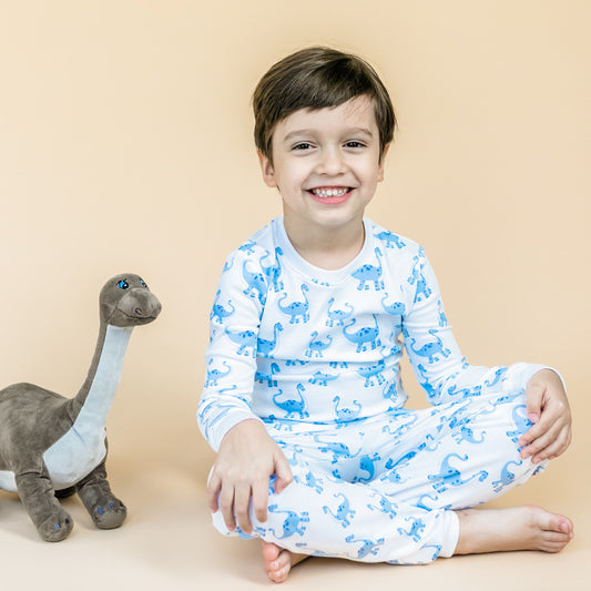 Blue Dinos Snug Fit Pajama Set