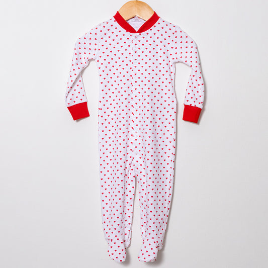 Red Hearts Footed Pajama
