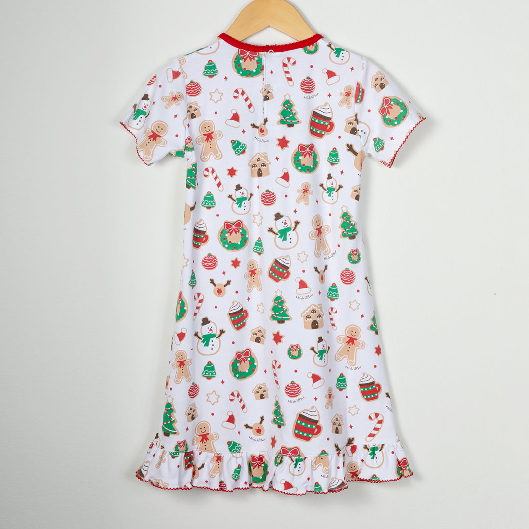 Christmas Cookies Short Sleeve Pima Cotton Pajama Dress