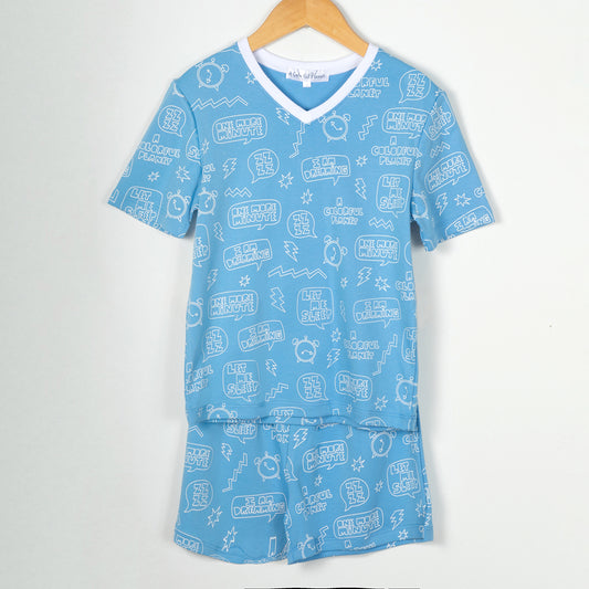 Blue Let Me Sleep Pima Cotton Pajama Shorts Set