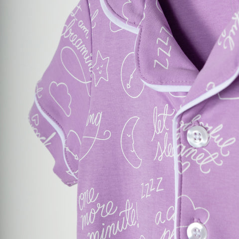 Purple Let Me Sleep Mommy and Me Pima Cotton Pajama Shorts Set