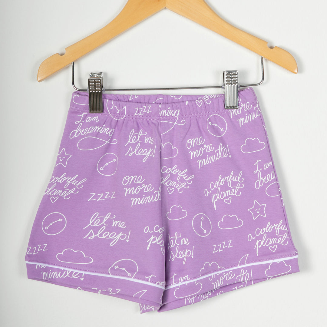 Toddlers Purple Let Me Sleep Mommy and Me Pima Cotton Pajama Shorts Set