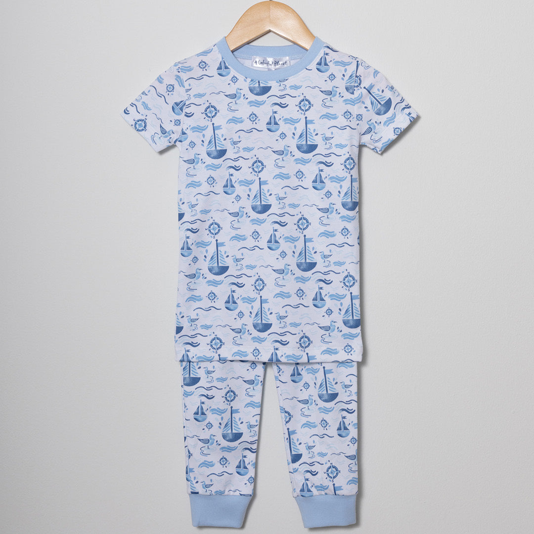 Blue Nautical 2-piece Pajama Set