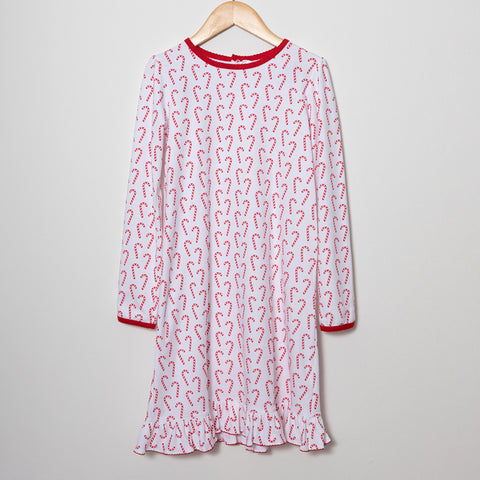 Candy Canes Long Sleeve Pajama Dress