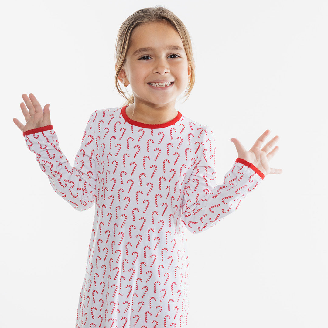 Candy Canes Long Sleeve Pajama Dress