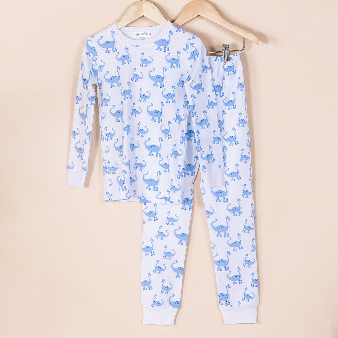 Blue Dinos Snug Fit Pajama Set