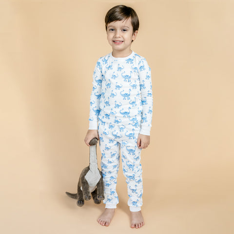 Blue Dinos Snug Fit Pajama Set