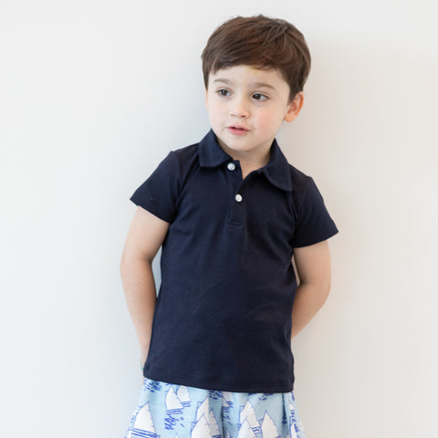 Sail Away Blue Shorts and 2 Polos Set